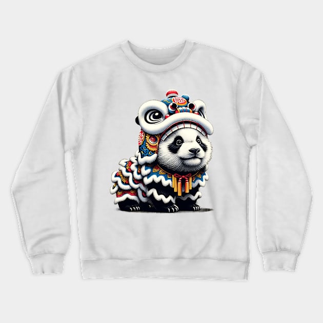 Lion Dance, Panda Lion Dance Crewneck Sweatshirt by WorldByFlower